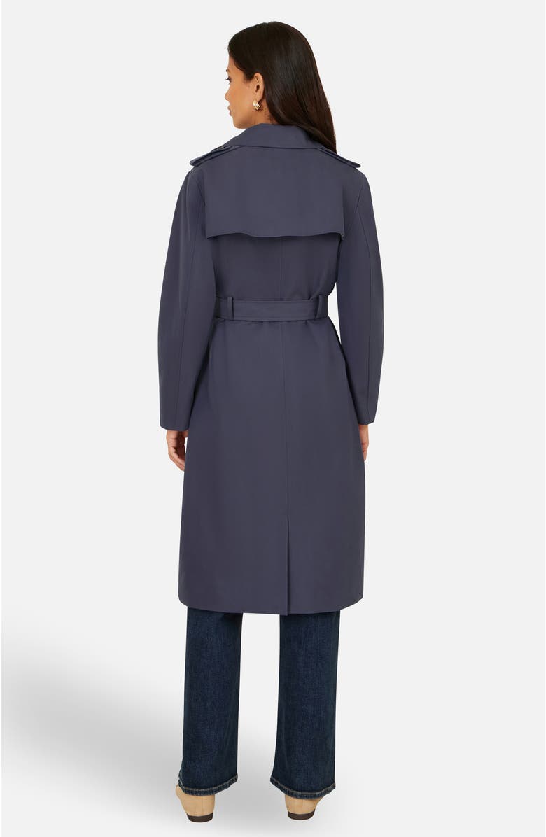 Yumi Belted Long Trench Coat, Alternate, color, Navy