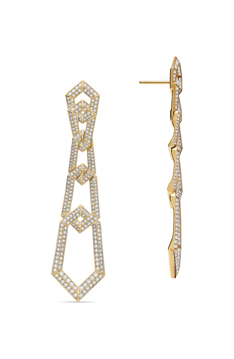 David Yurman Carlyle Linked Drop Earrings in 18K Yellow Gold with Full Pavé Diamonds, Alternate, color, 