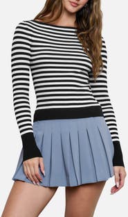 Blu Pepper Stripe Rib Long Sleeve Sweater