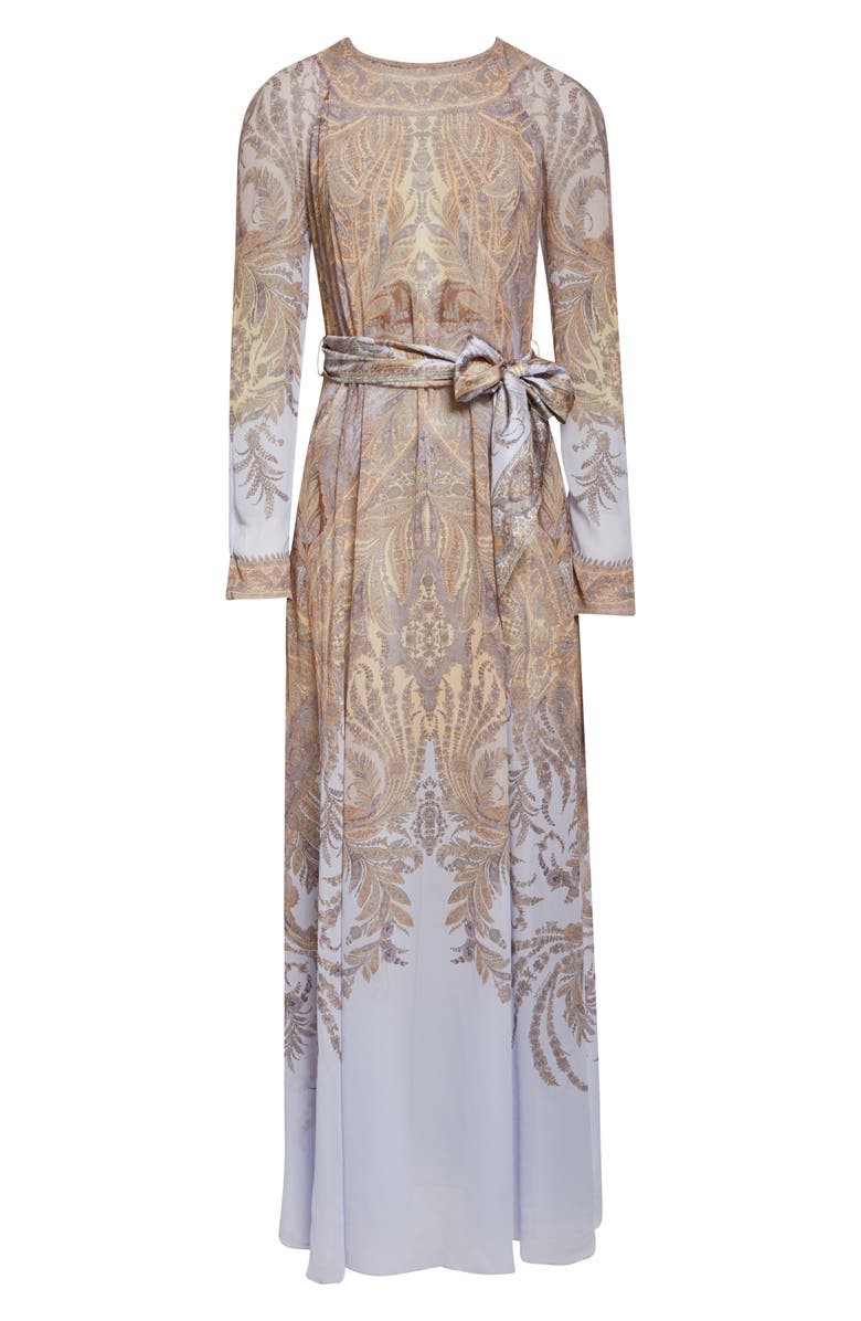 Zimmermann Hypnotic Paisley Long Sleeve Belted Maxi Dress, Alternate, color, Lilac Paisley