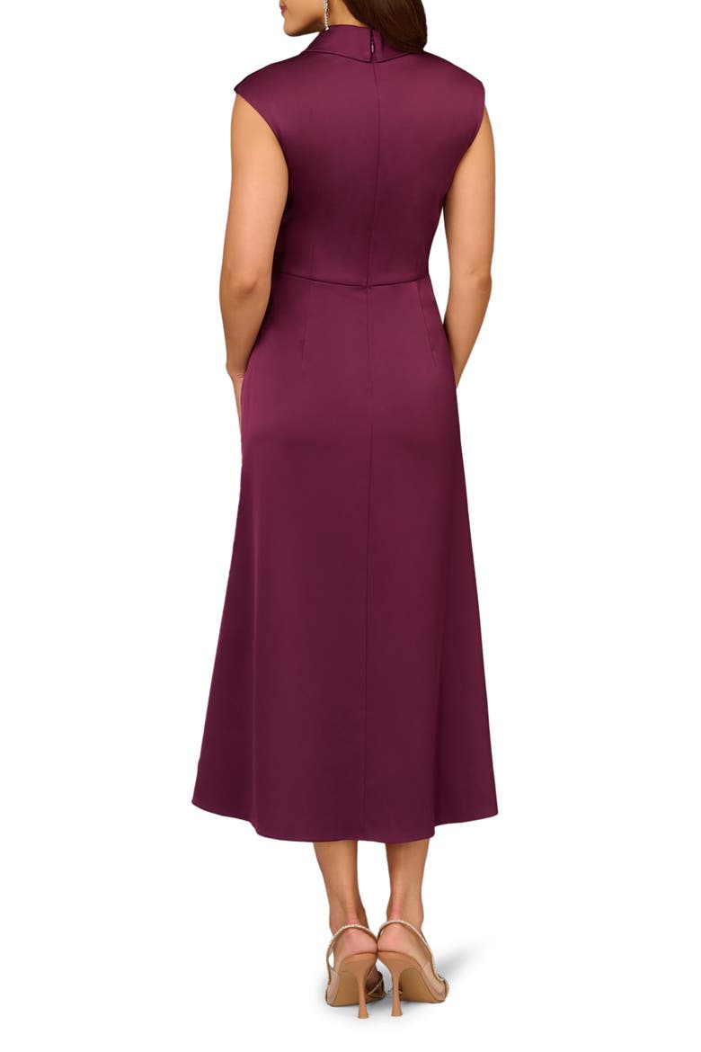 Crepe Back Satin Midi Dress, Alternate, color, MALBEC