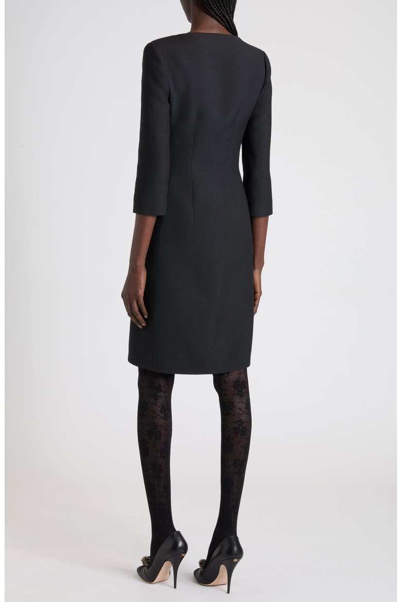 Bow Detail Crepe Couture Dress, Alternate, color, BLACK