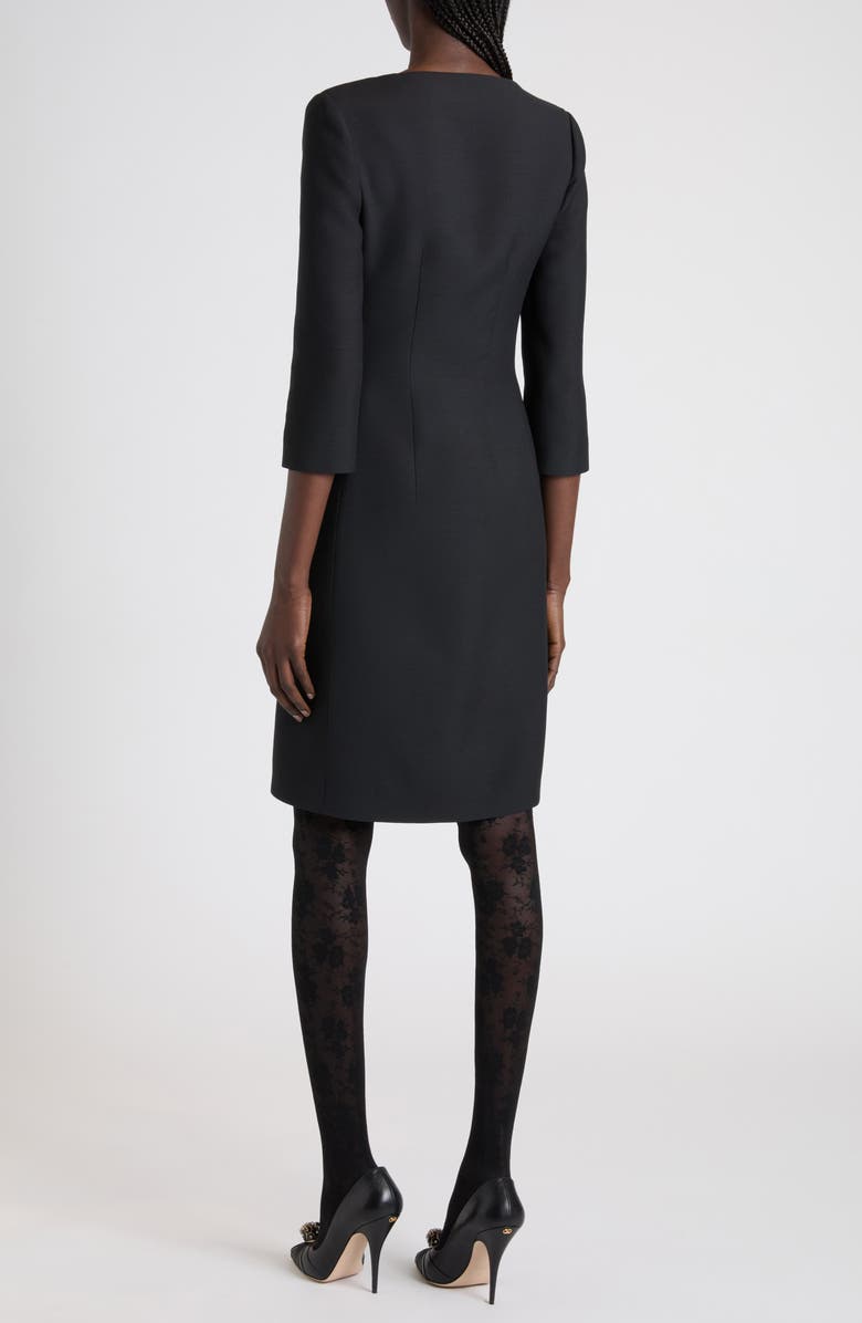 Valentino Bow Detail Crepe Couture Dress, Alternate, color, Black