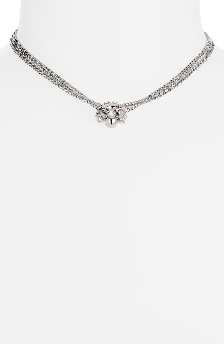 Justine Clenquet Moira Crystal Pendant Necklace, Alternate, color, Palladium