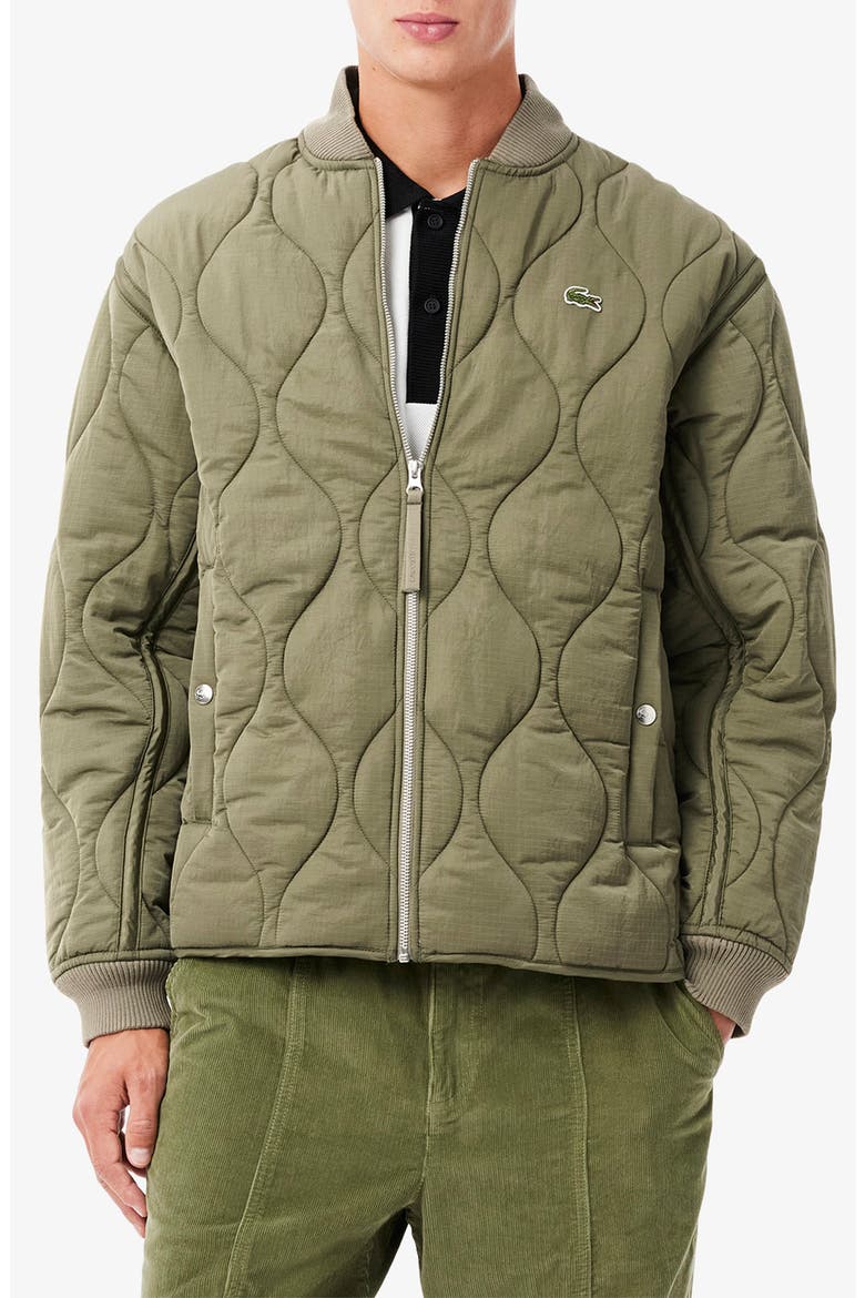 Water Repellent Quilted Bomber Jacket, Main, color, KHAKI