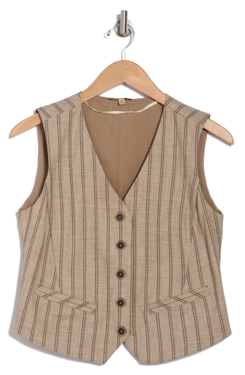 Democracy Stripe Button Vest, Alternate, color, Kahki Multi