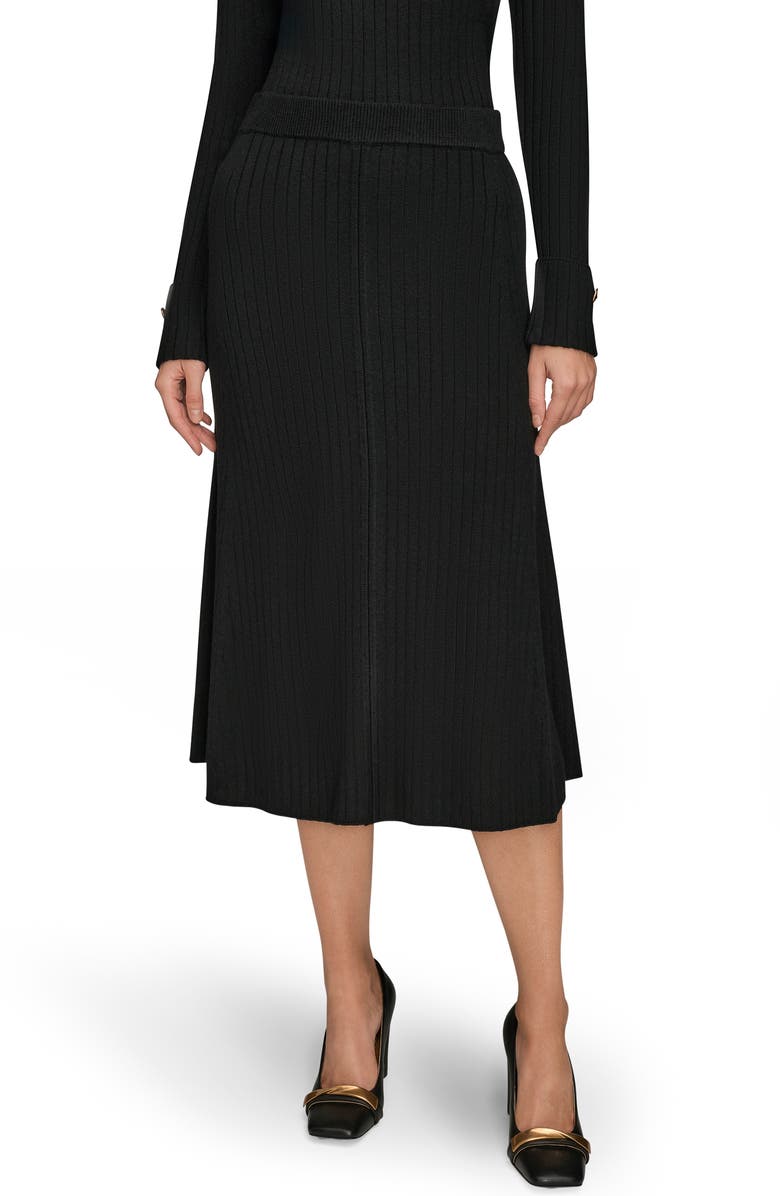 Donna Karan New York Rib Midi Sweater Skirt, Main, color, Black