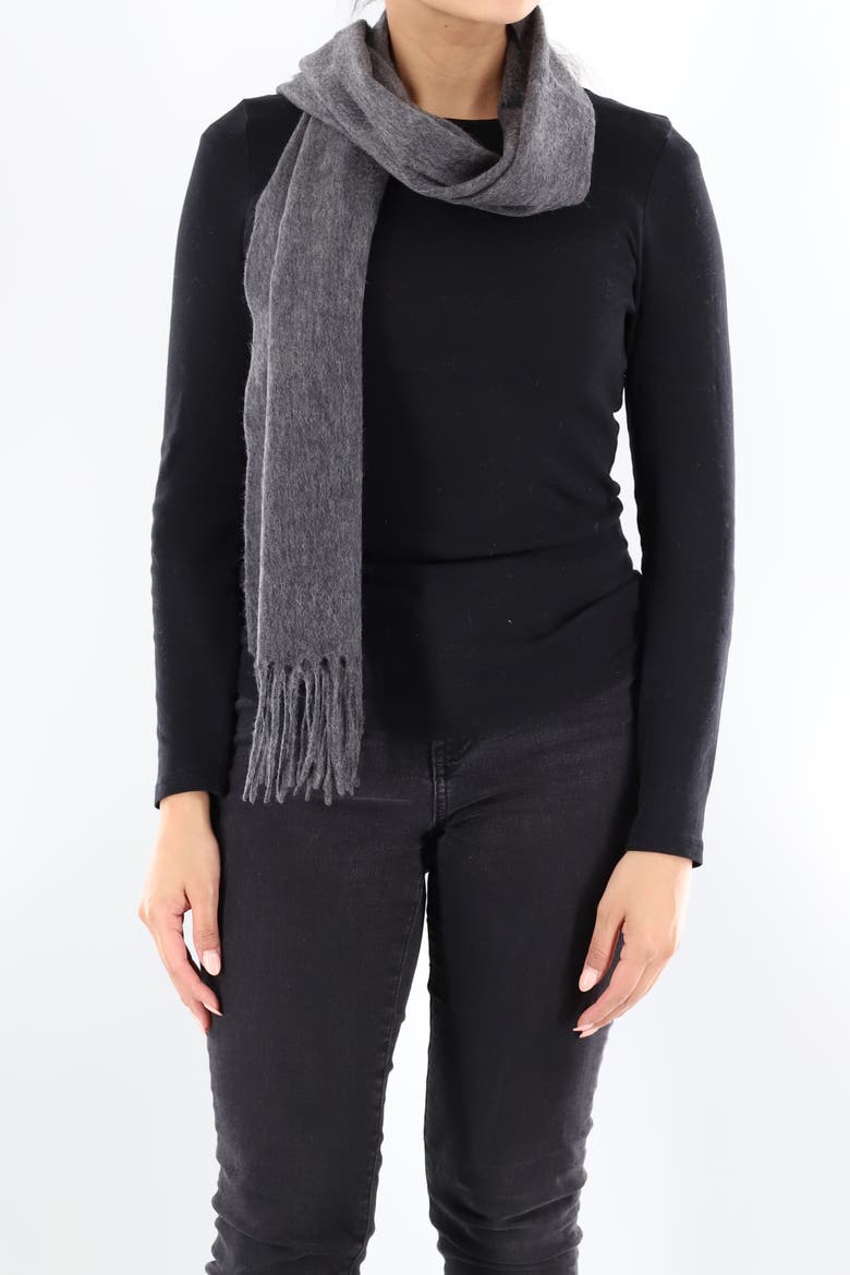 Scarf with fringe, Alternate, color, Grey