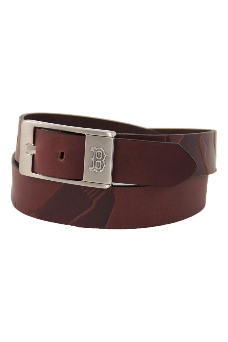 Men's Brown Boston Red Sox Brandish Leather Belt, Main, color, Brown