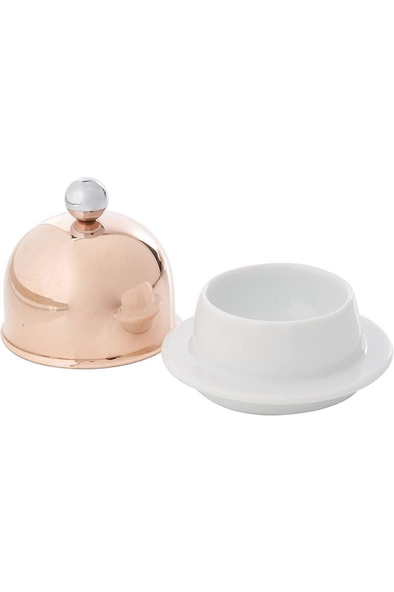 M'Minis Porcelain Butter Dish with Copper Lid, 3.5 Inch, Alternate, color, Copper