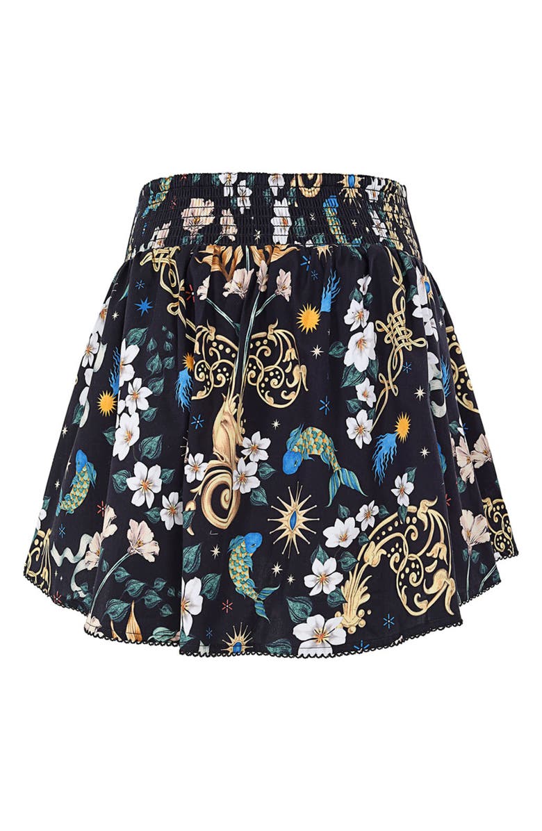 Agua Bendita Violet Solstice Cotton Cover-Up Miniskirt, Alternate, color, Blue