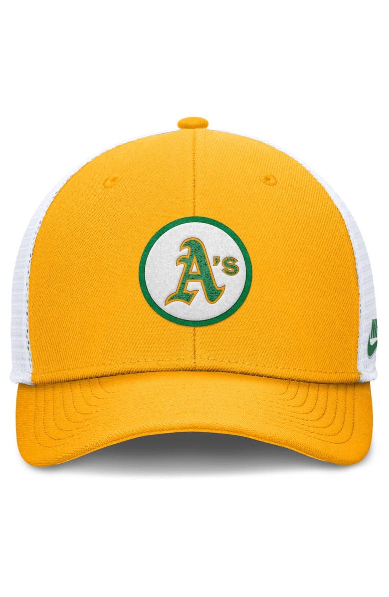 Nike Men's Nike Gold Oakland Athletics Cooperstown Collection Rise Trucker Adjustable Hat, Alternate, color,