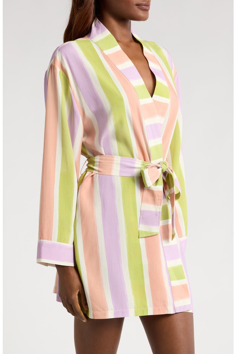 Stripe Cotton Short Robe, Alternate, color, PAINTED STRIPE