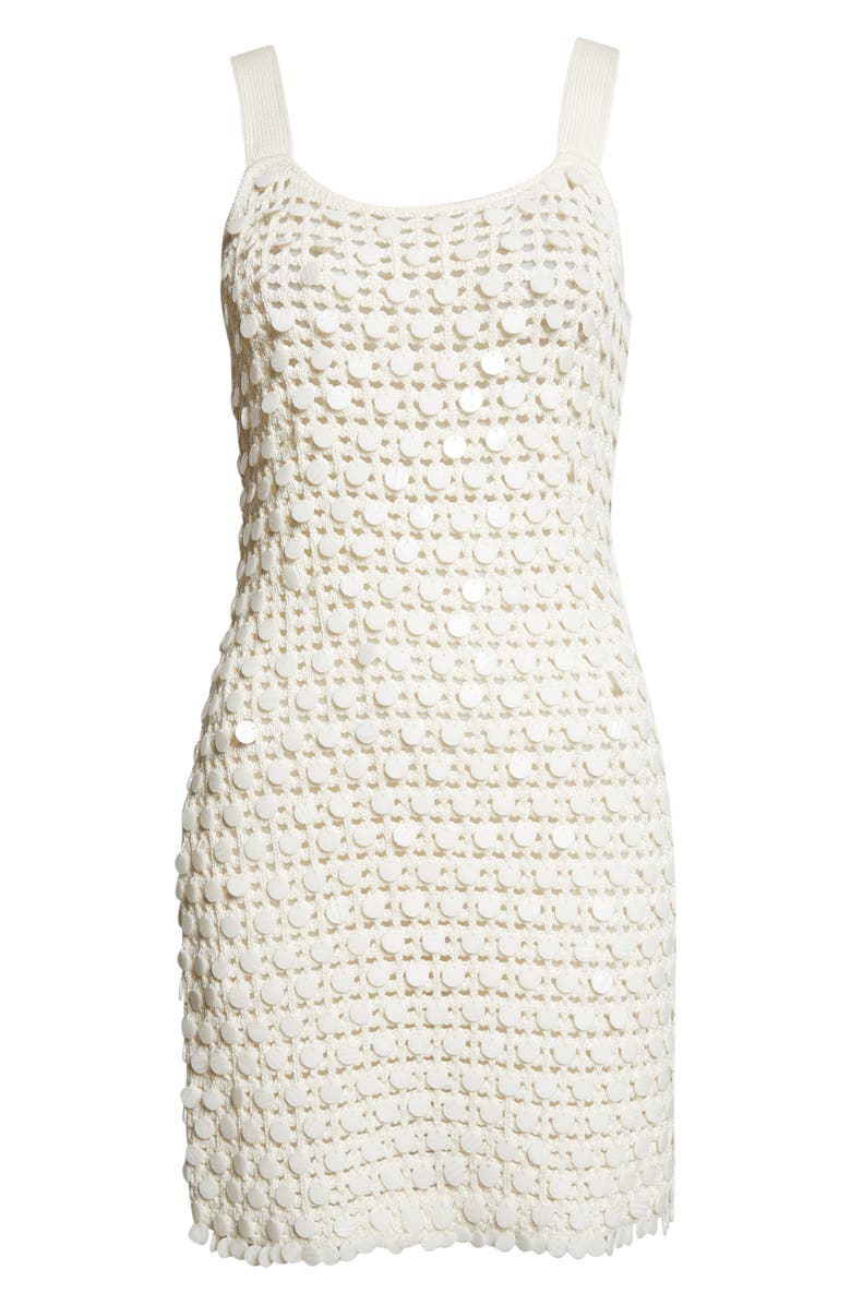 Toccin Lala Paillette Detail Open Stitch Cotton Minidress, Alternate, color, Coconut