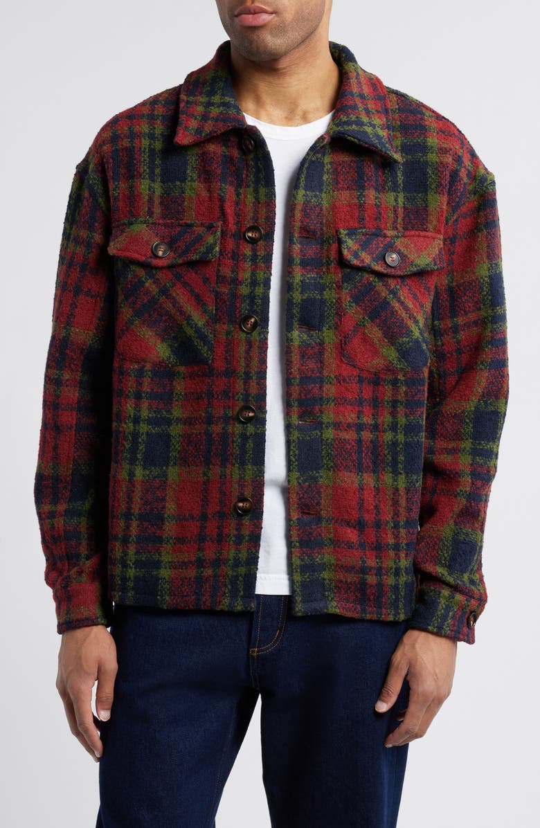 DIET STARTS MONDAY Tank Plaid Flannel Button-Up Overshirt, Main, color, 