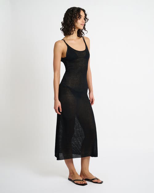 Onia Textured Linen Sweater Scoop Maxi Dress In Black