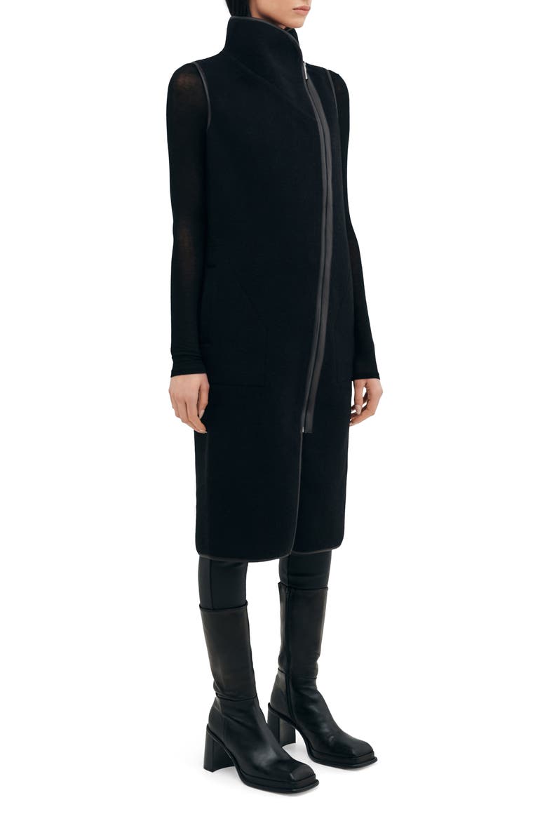 Bedford Stand Collar Wool Vest, Alternate, color, BLACK