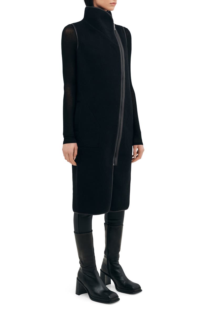 Two Lines by Marcella Bedford Stand Collar Wool Vest, Alternate, color, Black