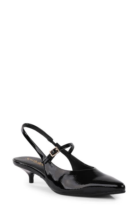 Big Screen Faux Leather Slingback Pump