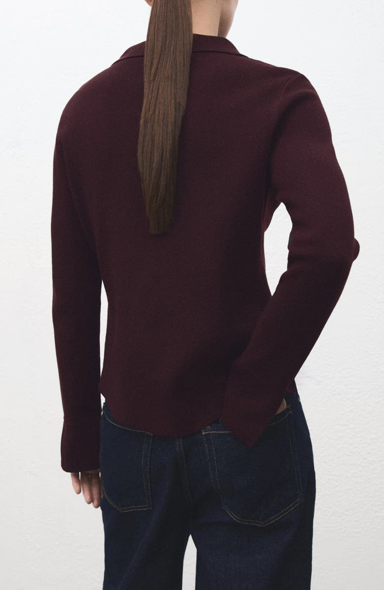 MANGO Collar Cardigan, Alternate, color, Wine
