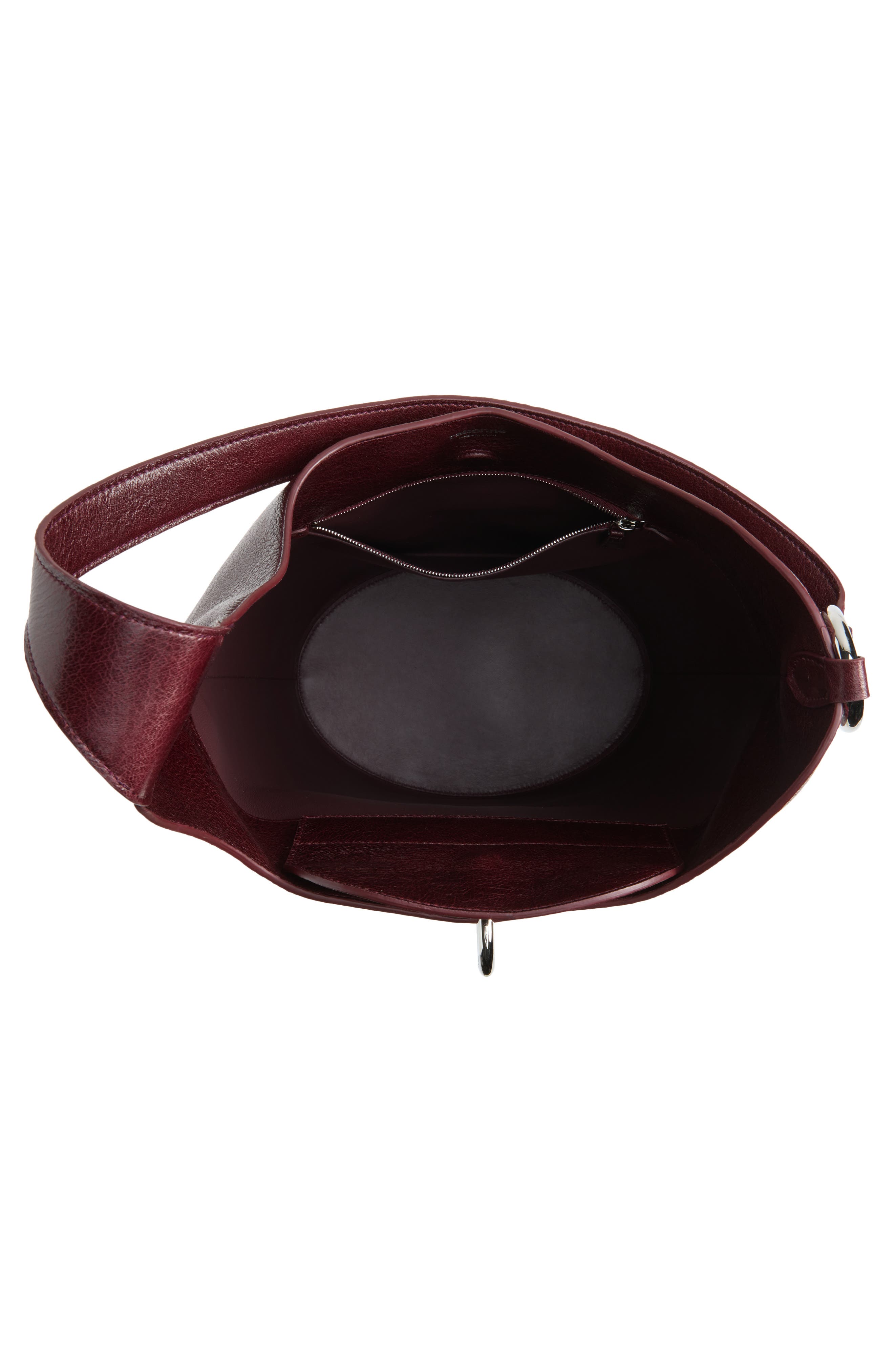Ring Textured Leather Tote, Alternate, color, DARK BROWN / SILVER
