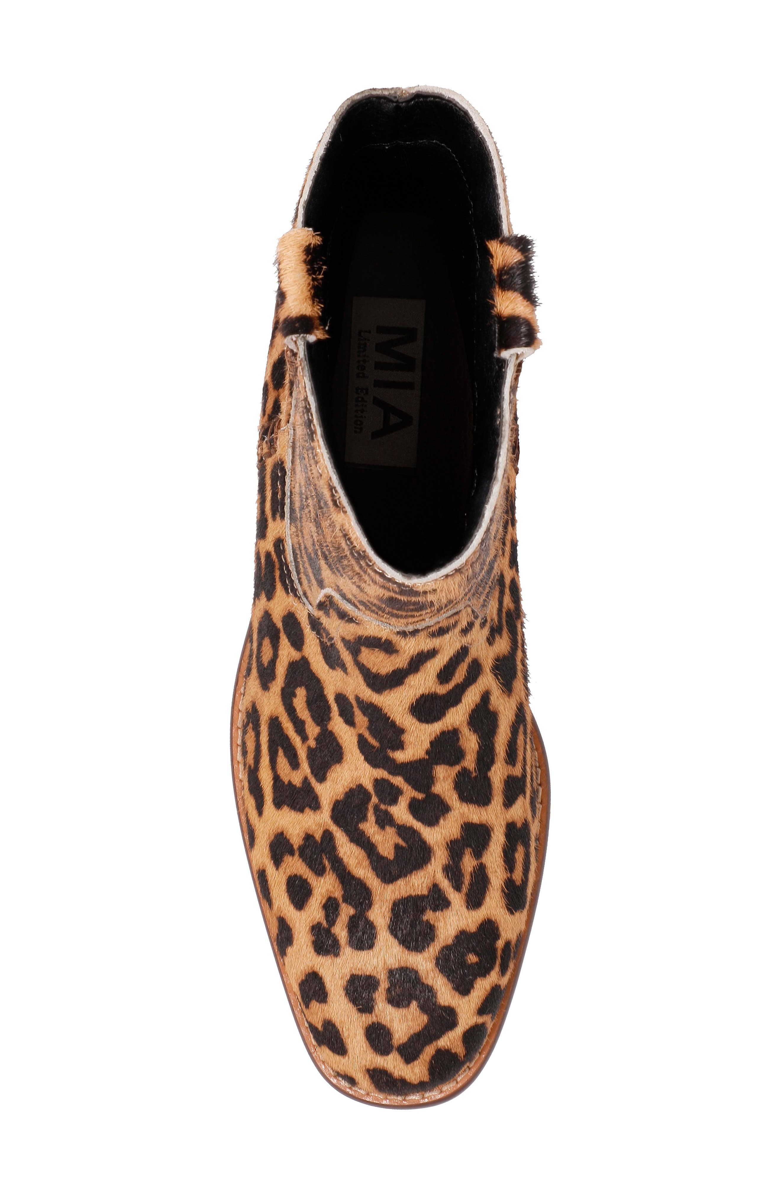MIA Limited Edition Lauryn Genuine Calf Hair Bootie, Alternate, color, Leopard Print