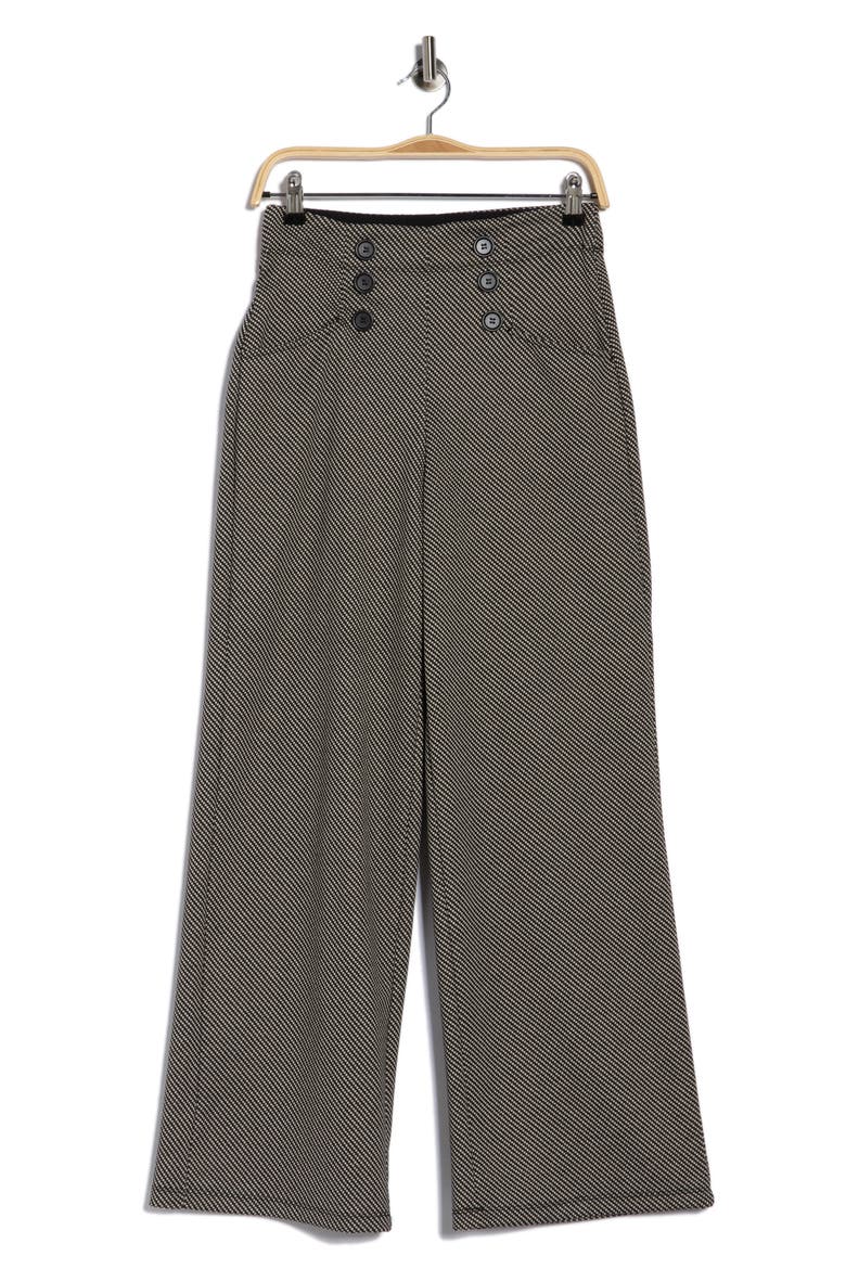 Sailor High Waist Wide Leg Pants, Alternate, color, BLACK/ CAMEL DIAGONAL CHECKER