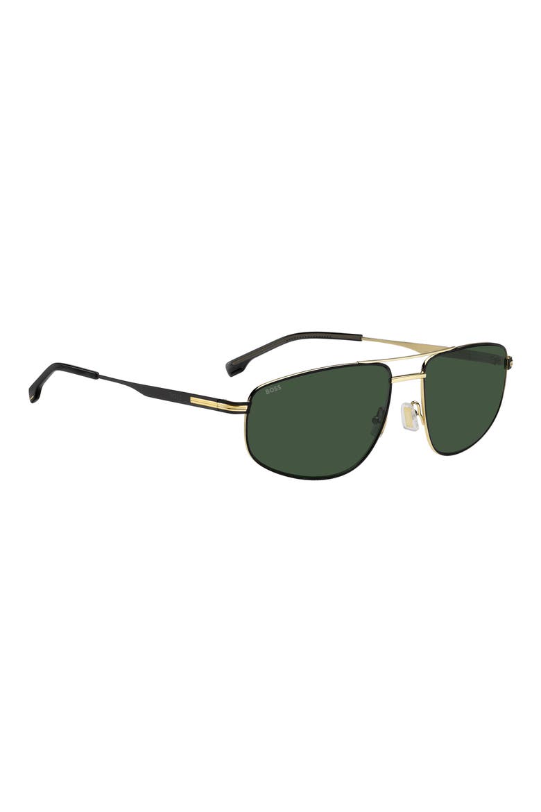 60mm Navigator Sunglasses, Alternate, color, MATTE BLACK GOLD/ GREEN