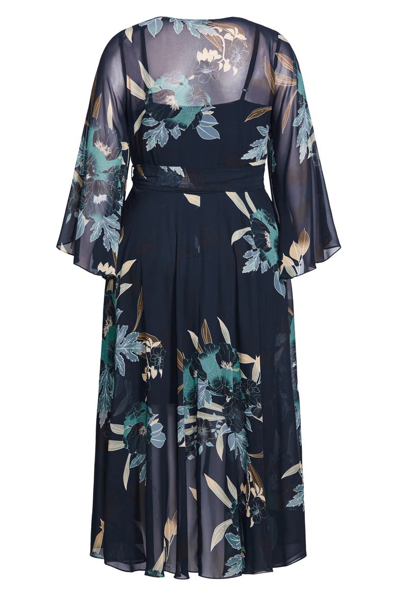 Eleanor Floral Long Sleeve Maxi Wrap Dress, Alternate, color, NAVY BOLD BLOOM