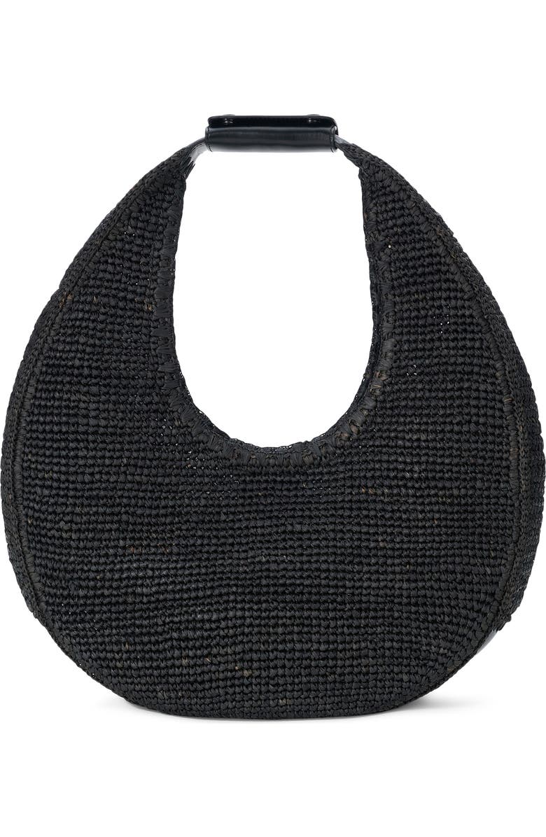 STAUD Large Moon Crochet Raffia Tote, Main, color,