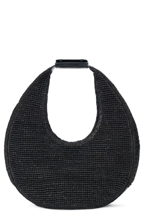 Large Moon Crochet Raffia Tote