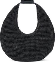 STAUD Large Moon Crochet Raffia Tote