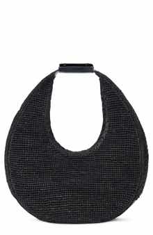 Large Raffia Moon Shoulder Bag