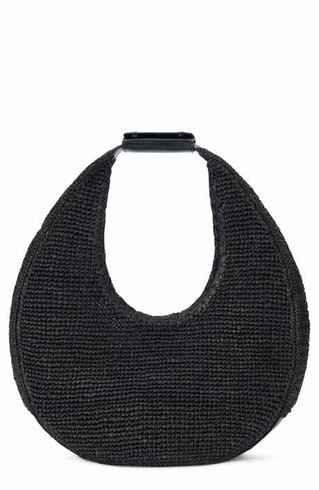 Large Raffia Moon Shoulder Bag