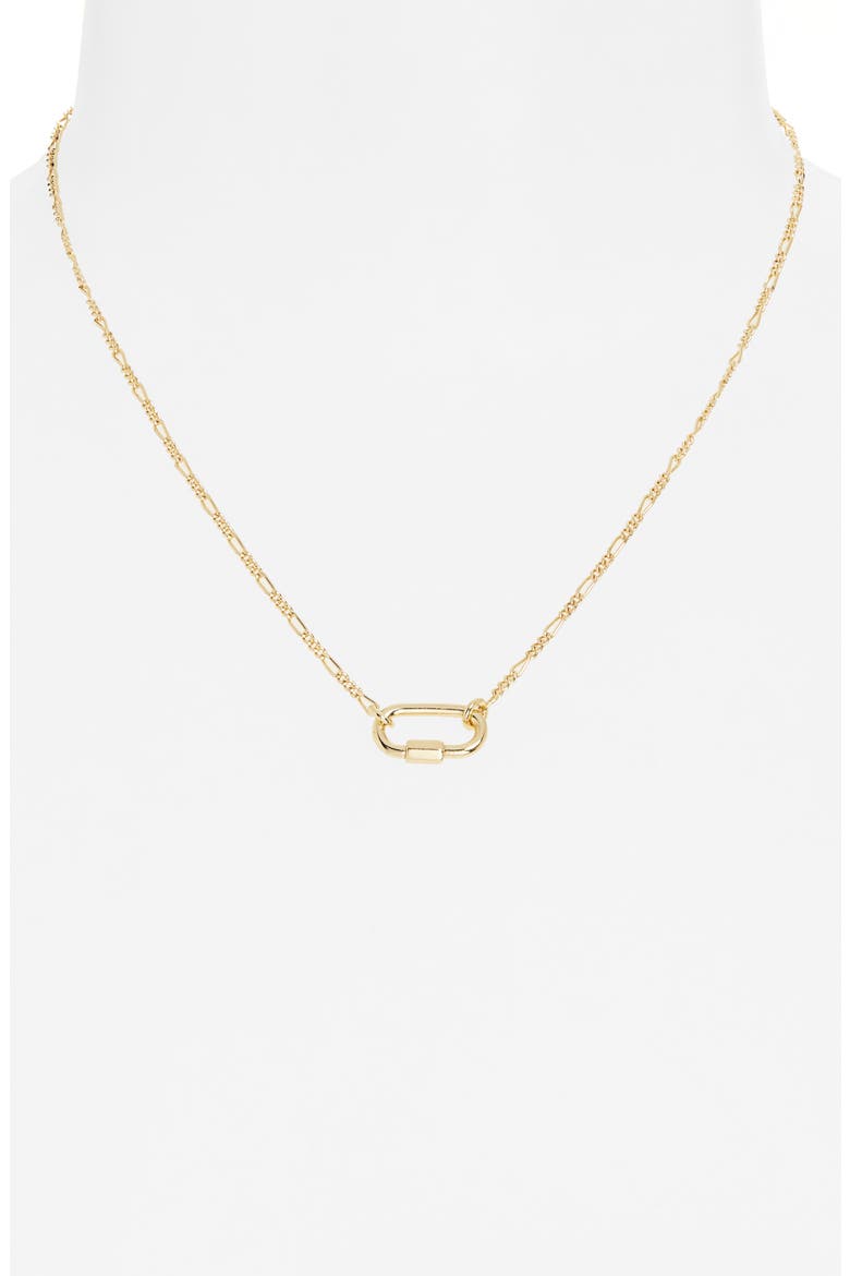 Dainty Carabiner Necklace, Alternate, color, PALE GOLD
