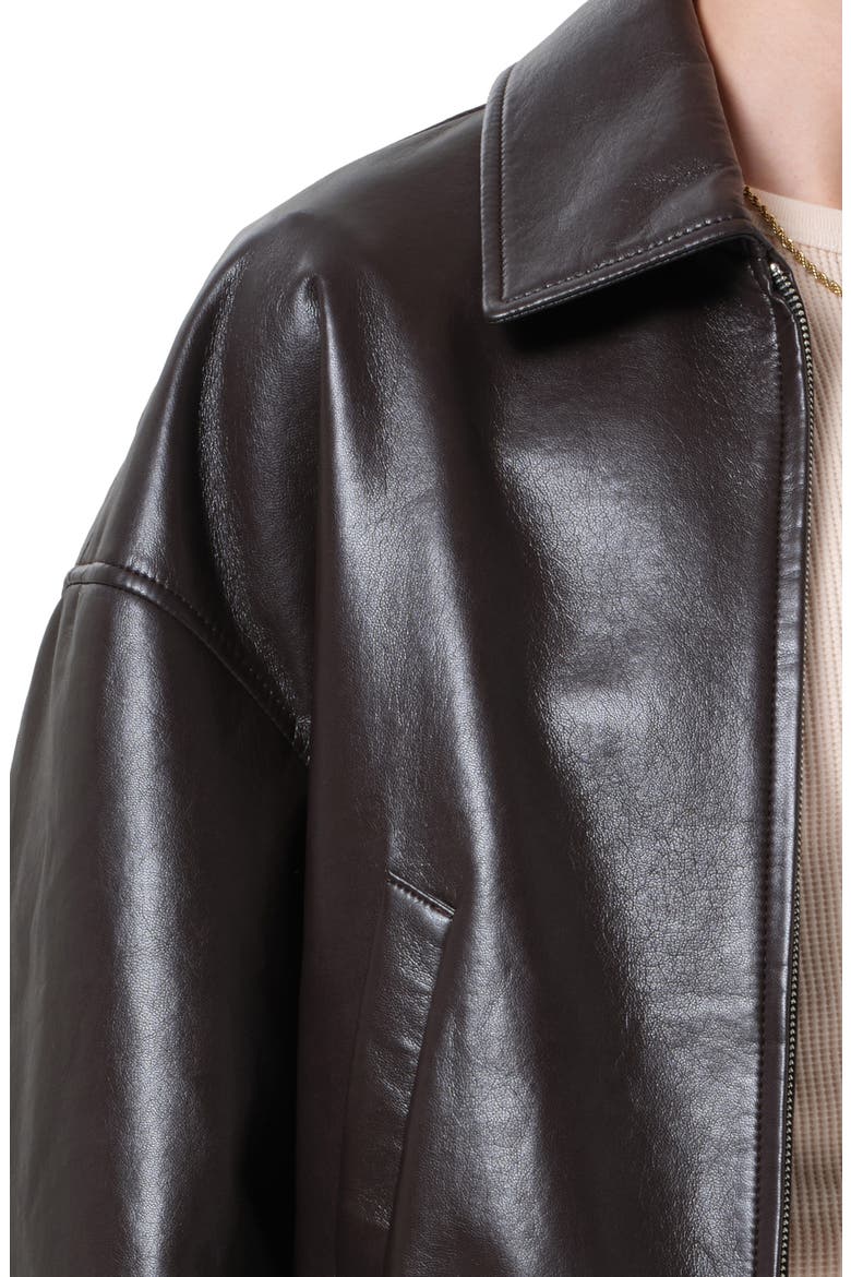 Bubble Hem Bomber Jacket, Alternate, color, CHOCOLATE DK BR