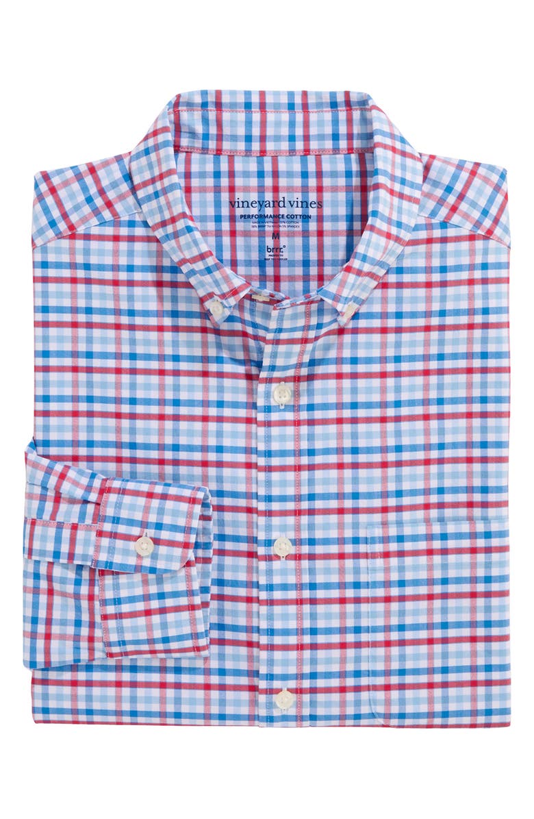 vineyard vines Road Town Tattersall Check Performance Button-Down Shirt, Main, color, 