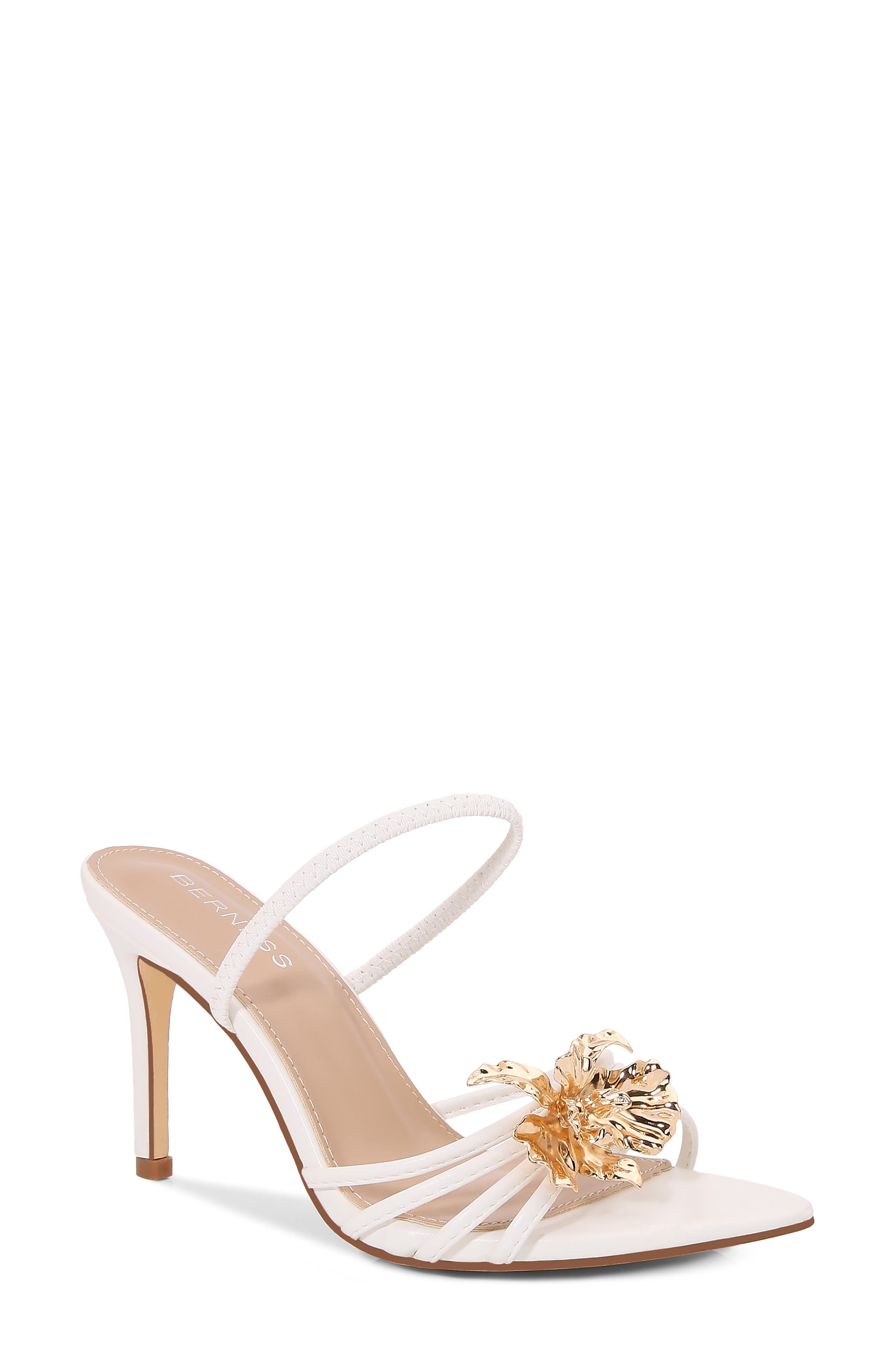Julia Flower Embellished Faux Leather Sandal