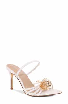 Julia Flower Embellished Faux Leather Sandal