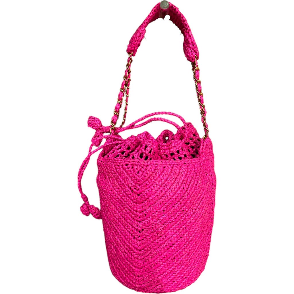 Zanatany Concepts Buckety Raffia Bag In Pink