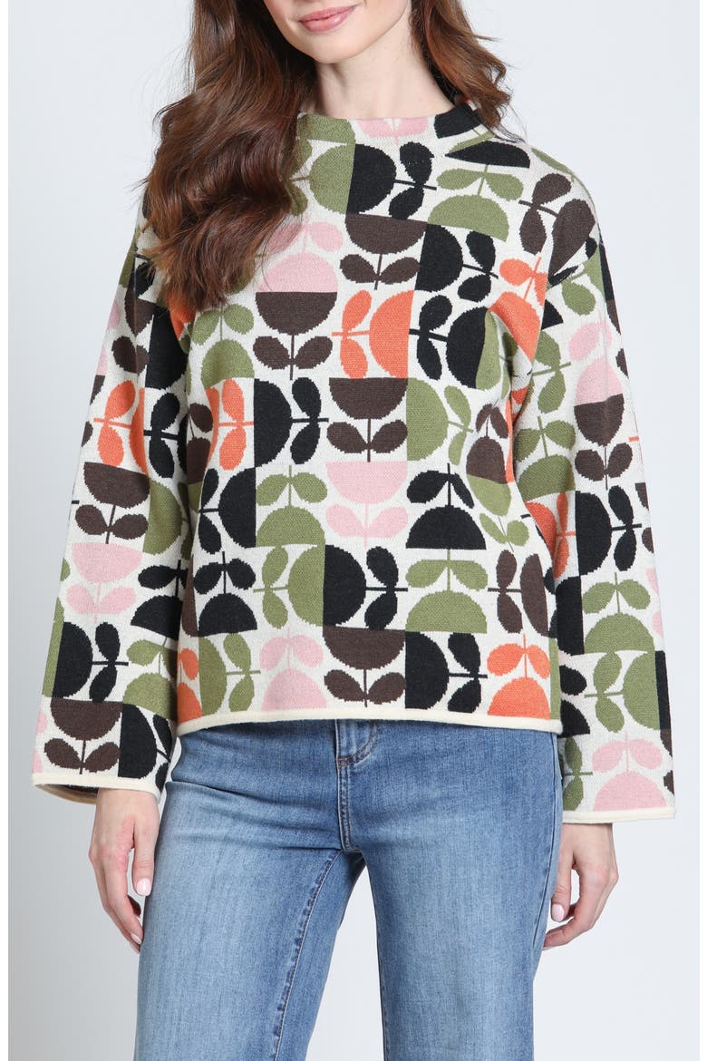 Funnel Neck Pullover Sweater, Main, color, TERRACOTTA GARDEN