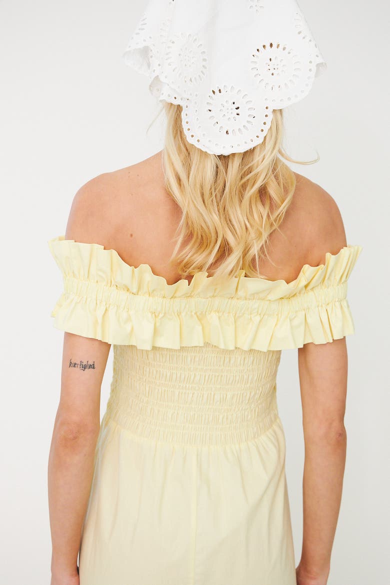 Capri Bardot Ruffle Maxi Dress, Alternate, color, French Vanilla