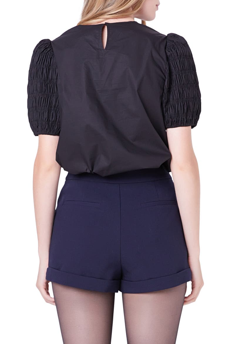Smocked Top, Alternate, color, BLACK
