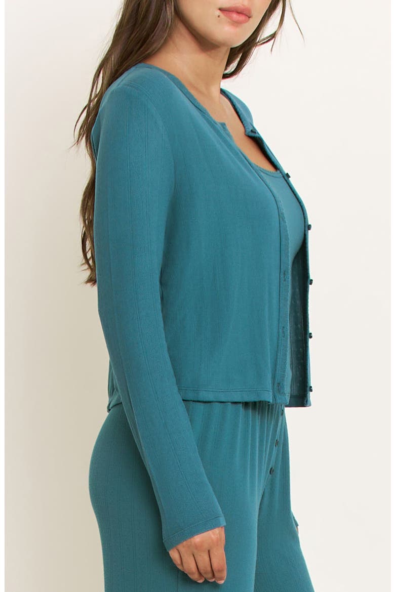 Blissful Pointelle Cardigan, Alternate, color, BLUEGRASS