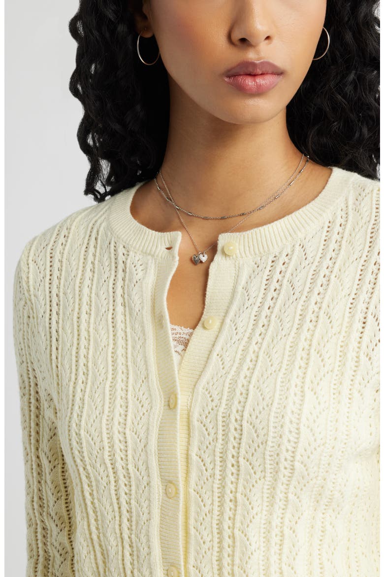 Pointelle Knit Cardigan, Alternate, color, YELLOW FROST