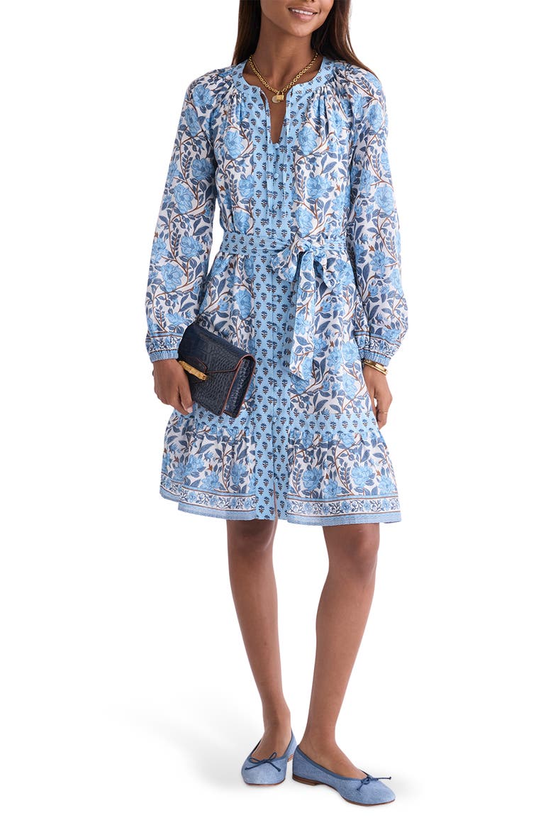Print Tie Waist Long Sleeve Dress, Main, color, MAGNOLIA MARSH