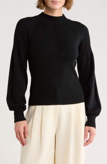 Love Token Hannah Mock Neck Sweater In Black