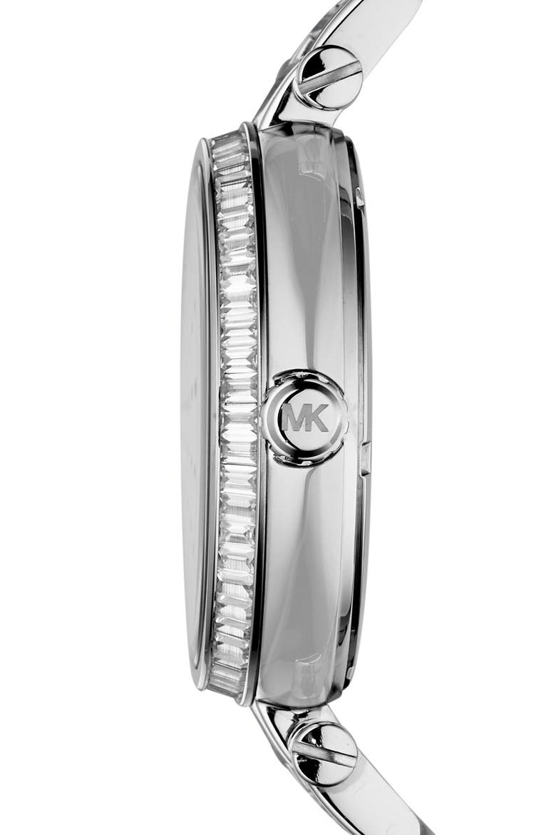 Michael Kors 'Skylar' Crystal Bezel Bracelet Watch, 42mm, Alternate, color, SILVER
