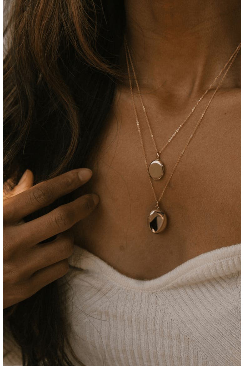 Mini Oval Locket Necklace, Alternate, color, Silver
