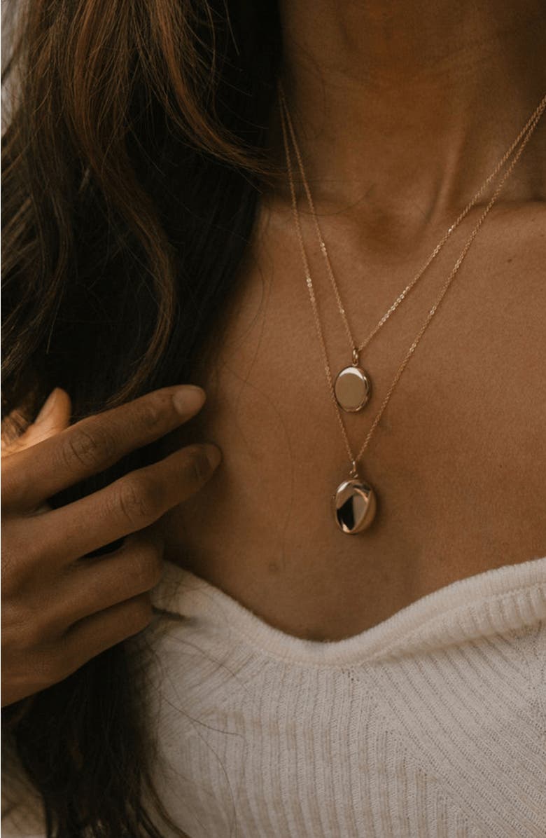 MADE BY MARY Mini Oval Locket Necklace, Alternate, color, Silver